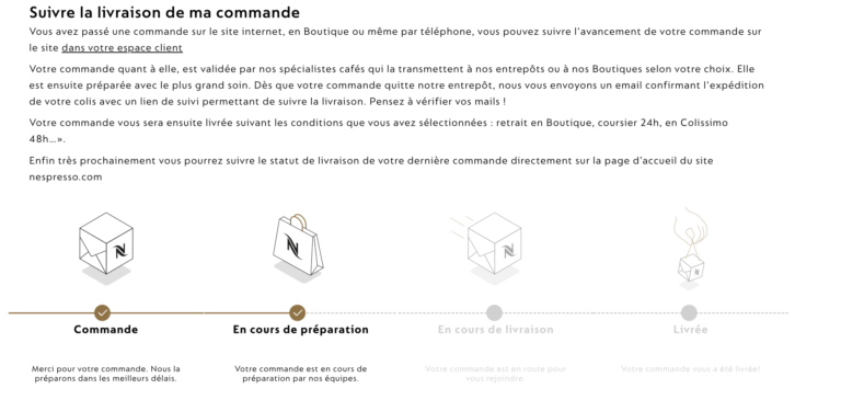 Nespresso suivi commande mon compte